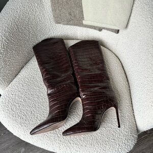 SCHUTZ Crocodile-Embossed Women's Boots, 8.5